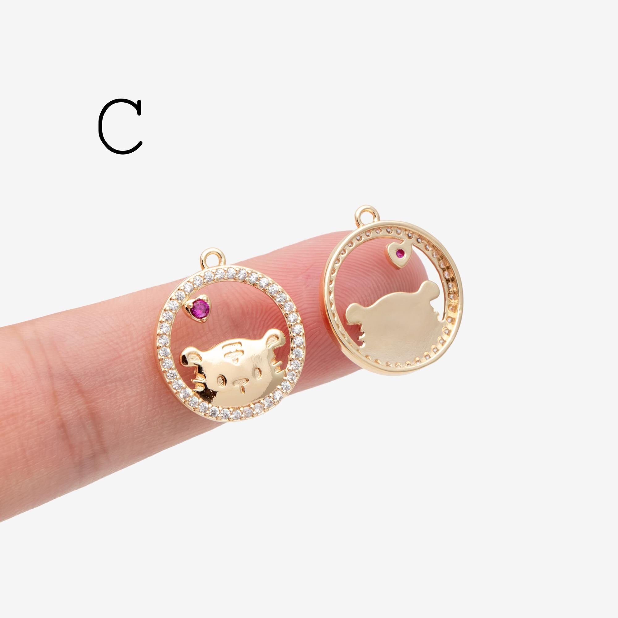 4pcs CZ Pave Gold Animal Charms, Earring Findings, Jewelry Making, Diy Material, Jewelry Supplies (GB-2507)